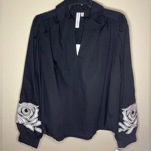 Classic Black Cotton Women's Blouse